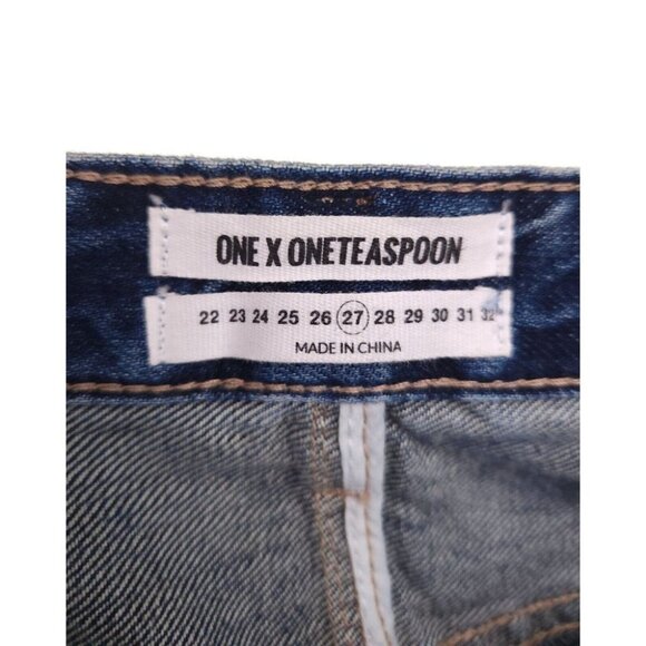One Teaspoon 2020 High Waist Mid Length Denim Skirt 27 S Long Rise Super Fitted - Picture 10 of 11